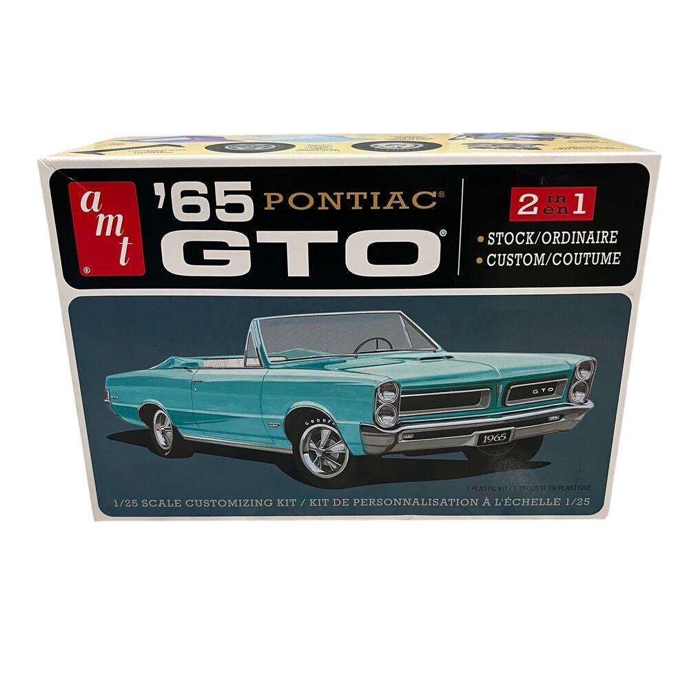 AMT 1/25 1965 Pontiac GTO 2 in 1 Model Kit Open Box Unbuilt Stock Custom 65